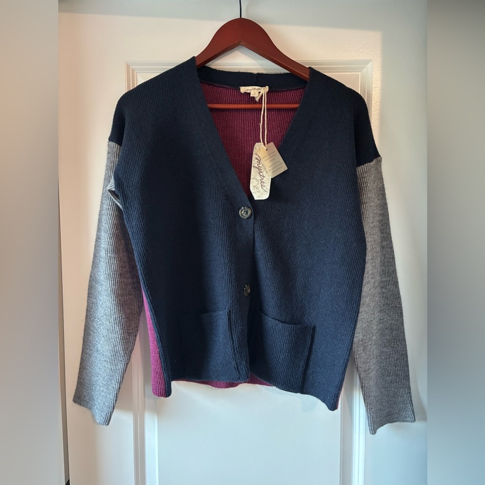 NWT Mystree small Colorblock Cardigan Sweater